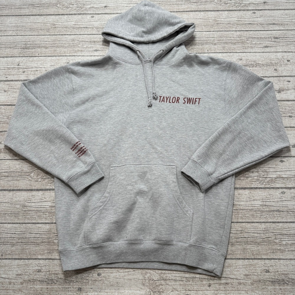 Taylor Swift Hoodie Women's L Gray Fleece RED Taylor's Version Album Era Merch